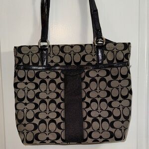 COACH Black and Tan Designer Tote Bag